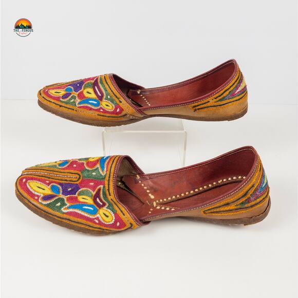 Handcrafted Punjabi Jutti Khussa Mojari Flats Multicolor Women's Size US 9 - Picture 4 of 16